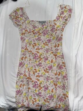 Almost Famous Floral Square-Neck Mini Dress - Pink, Yellow, Orange